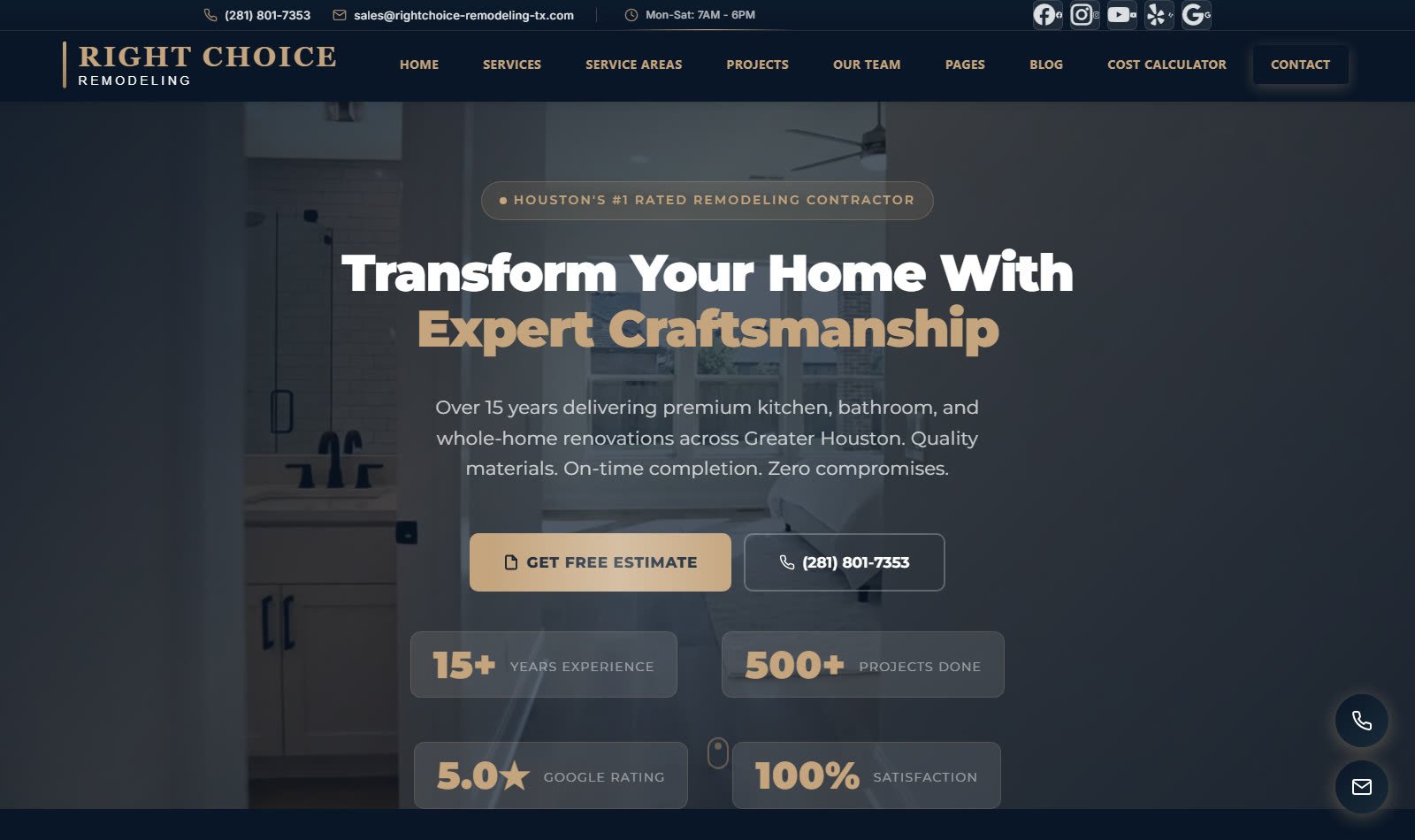 צילום מסך של האתר Right Choice Remodeling