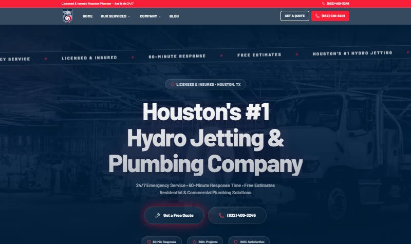 אתר TX Hydrojetting, הידרו ג'טינג ואינסטלציה ביוסטון