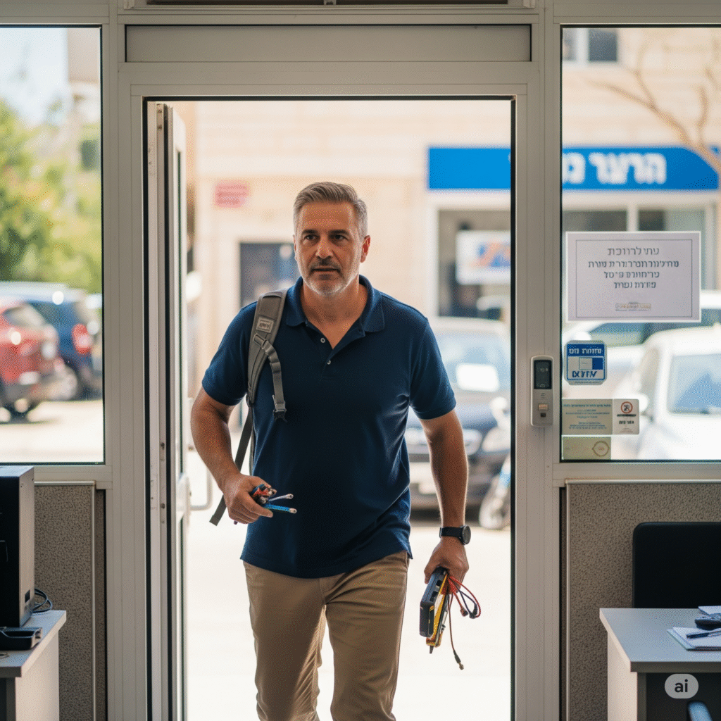 טכנאי מחשבים מקצועי מגיע לעסק בקריות לטיפול מיידי בתקלה